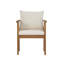 Chaise de salle à manger d'extérieur Ciela avec structure en bois d'acacia, dossier en rotin tissé à la main et coussin amovible