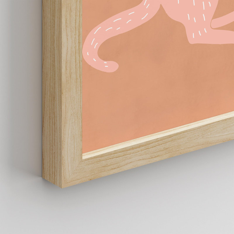 " Abstract Pink Cat ", Natural, 14" H x 11" W