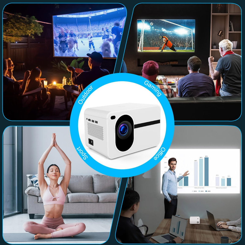 Projecteur de cinéma maison portatif avec télécommande inclus