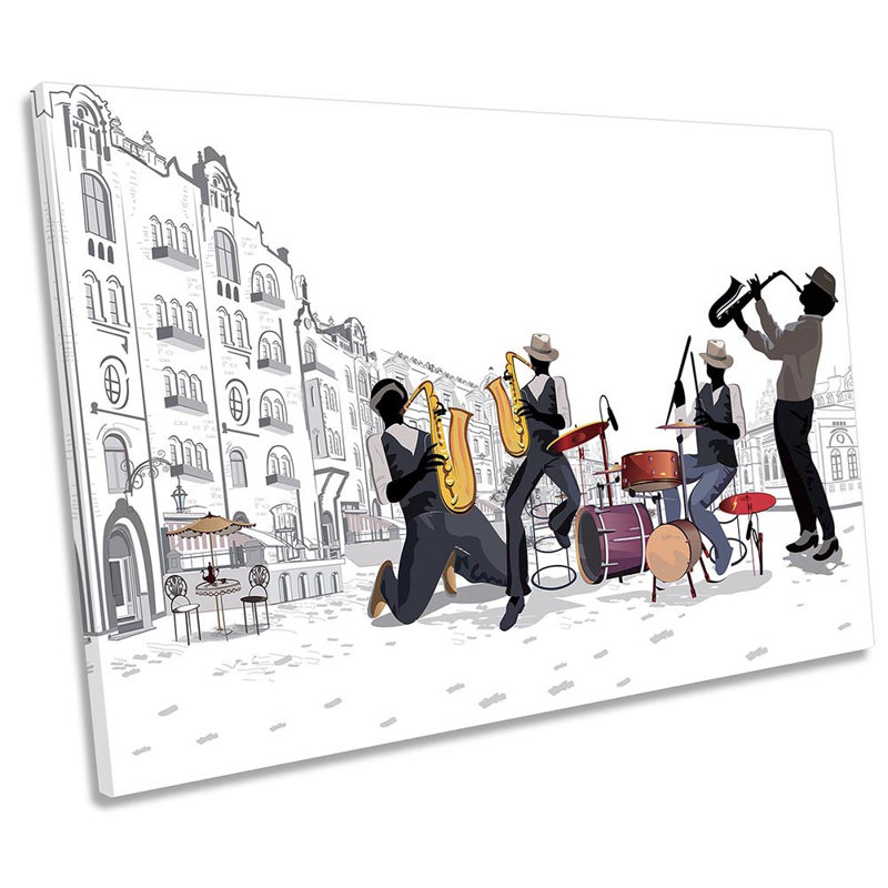 Jazz Street Music Band - Wrapped Canvas Art Prints, 91.4cm H x 137.2cm W x 4cm D