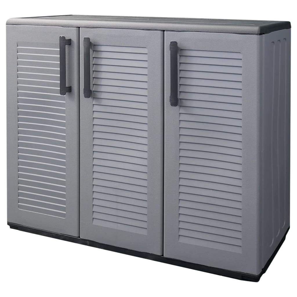 vidaXL Garden Storage Cabinet Gray and Black 40.2x14.6x33.1 PP