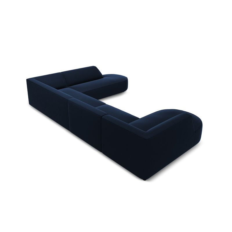 Adoraim 6 Seater Velvet Large Corner Sofa , Royal Blue, Right Hand Facing