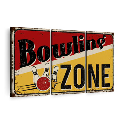 " Sports Bowling Zone Sign " 3 - Pieces
