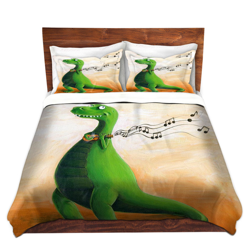 Ensemble de housse de couette strum dinosaur, 1 housse + 2 taies très grand lit