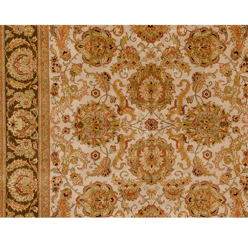 Hand Knotted Wool Area Rug in Camel And Brown