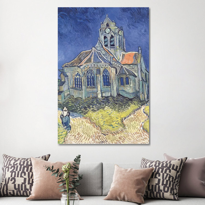 Église à Auvers-sur-Oise, 1890 - Giclée sur toile tendue avec châssis, H 60 po x l 40 po