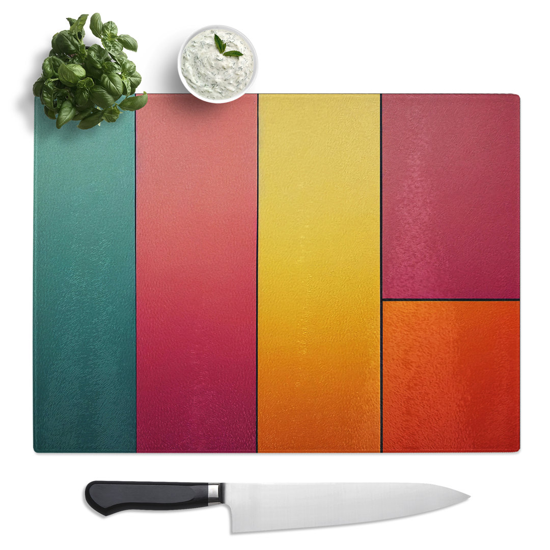 Abstract Block Colour Vol.6  Glass Chopping Board