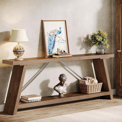 70.9 Inches Extra Long Sofa Table Behind Couch, Industrial Entryway Console Table With Storage For Hallway, Entry, Living Room