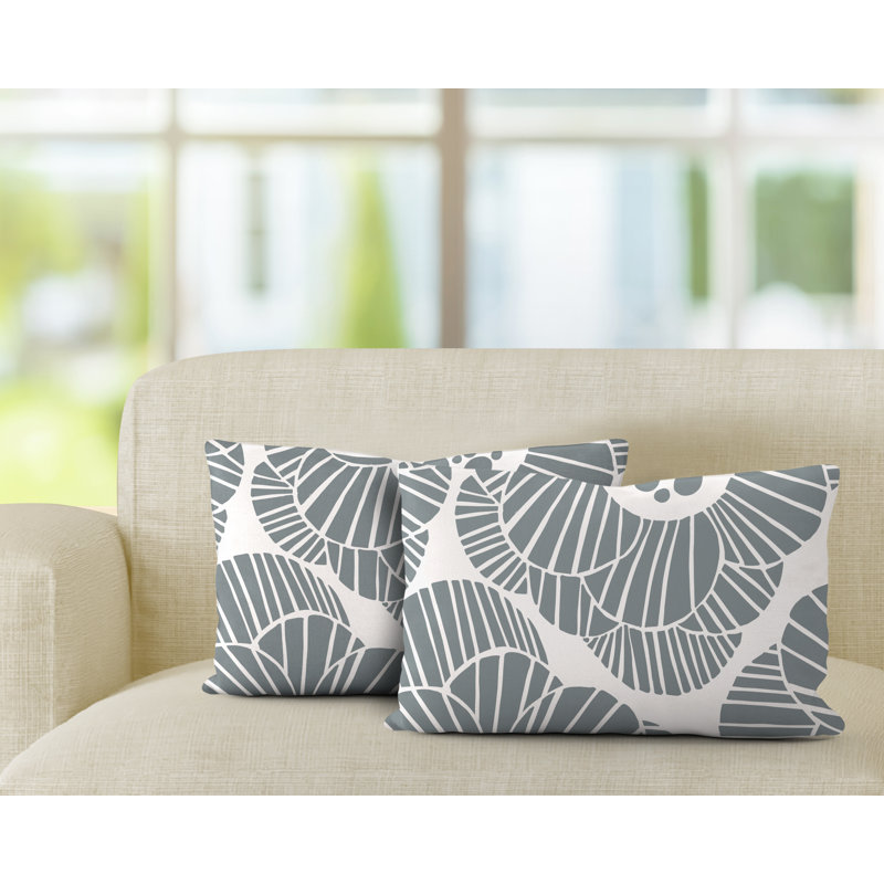 Abstract Outdoor Reversible Throw Pillow, Gray