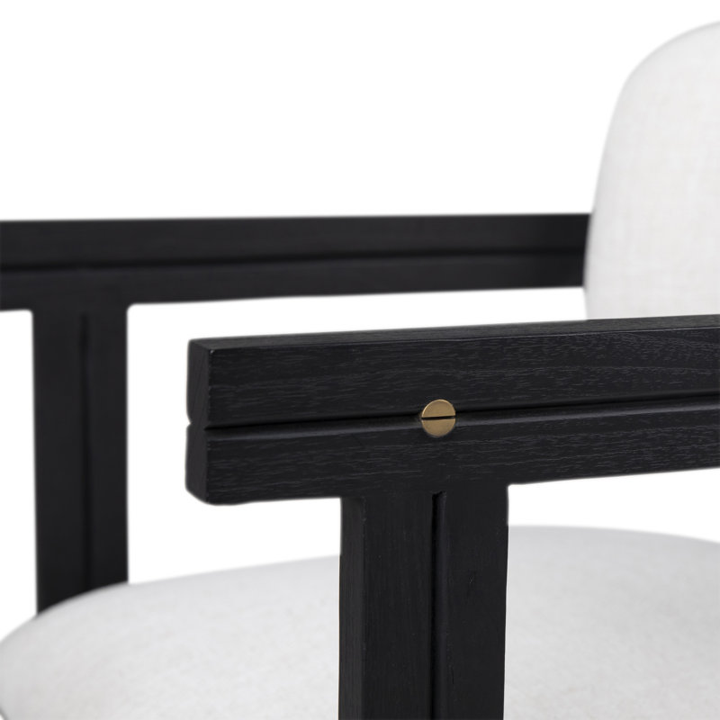 Nathaniel Polyester Blend Upholstered Dining Chair, Off-White Boucle/Natural