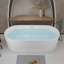 Baignoire autoportante autoportante linéaire en acrylique 59 po 59 po, acrylique blanc brillant, bonde chromée Pop-Up, certifiée Cupc