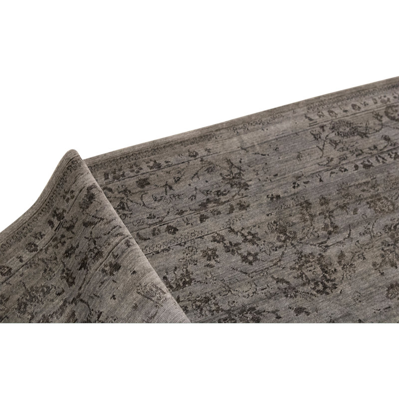 Tapis gris foncé noué à la main de haute qualité