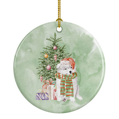 Décoration de Noël suspendue Samoyède de Noël