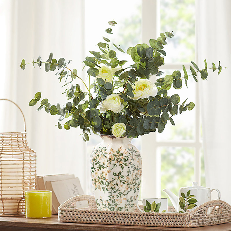 Vase floral en céramique, vase rétro pour décoration intérieure