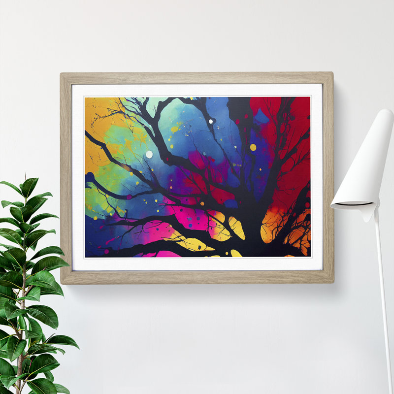 Colourful Trees Vol.4 Abstract - Framed Print, 25cm H x 34cm W x 2cm D, Oak Framed