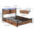 Queen Bed Frame with Charging Station, LED Light Strip, 4 Rolling Storage Drawers