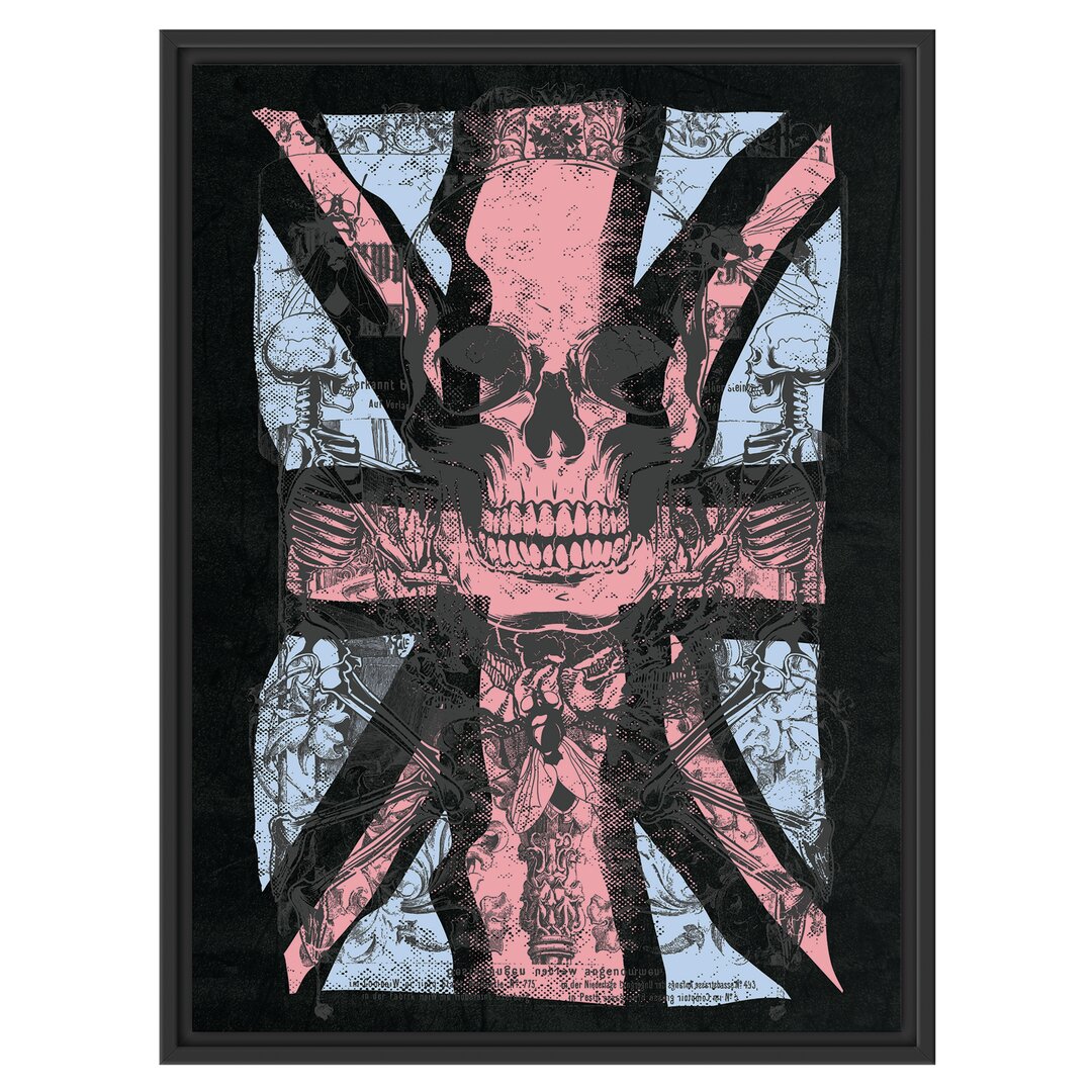 Gerahmtes Wandbild UK skull black