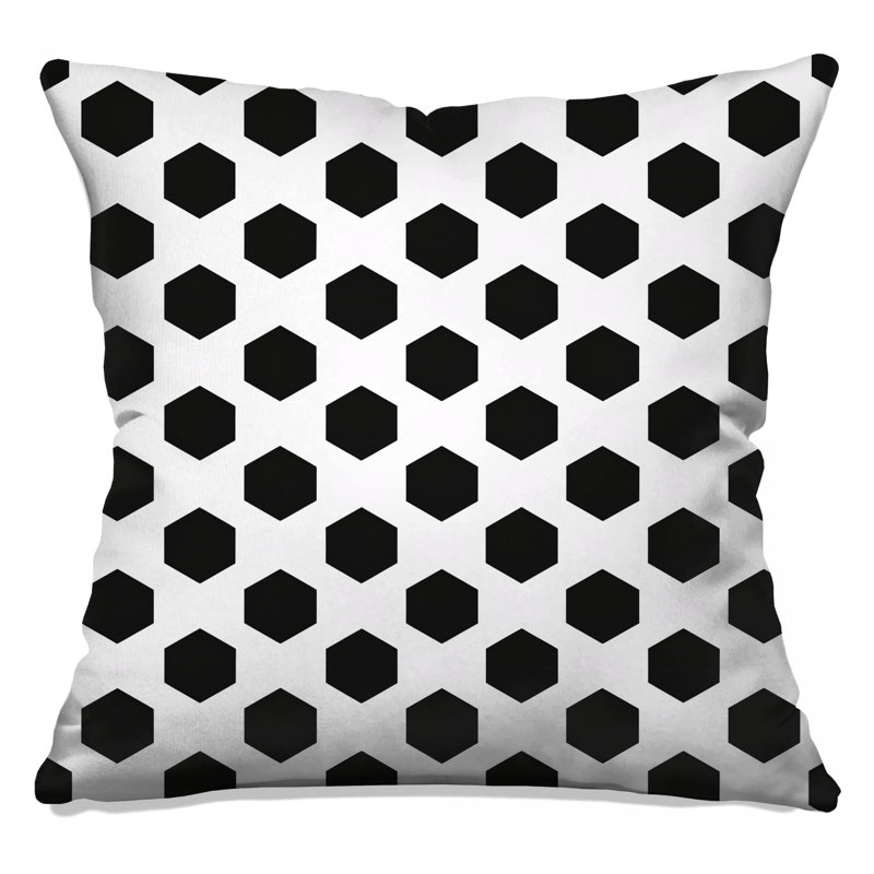 Coussins décoratifs noirs à motif hexagonal, 14 X 14 pouces