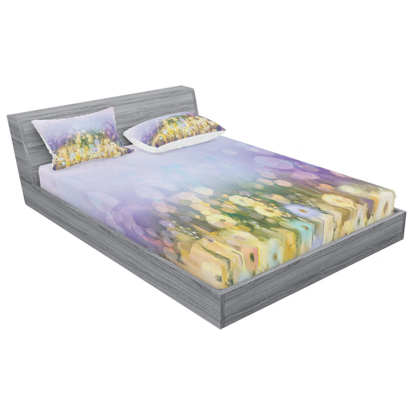 Microfiber Floral Sheet Set, Queen Sheet Set with Fitted Sheet