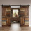 Porte de grange double à panneaux en bois S Series avec trousse de quincaillerie d'installation-70366747-70366748