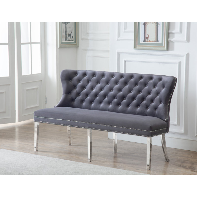 Amick Upholstered Bench, Dark Gray
