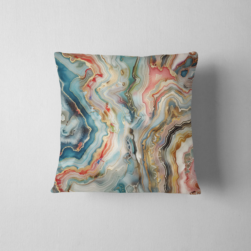 Agate Abstract Reversible Pillow Cover, 20"H x 20"W, Teal/Red