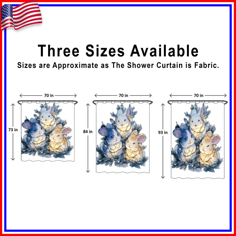 Rideaux de douche Three Cute Bunnies, 70 po l x 72 po H