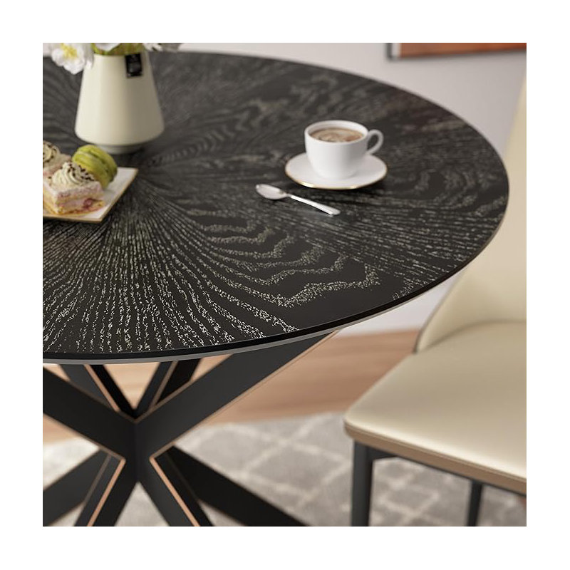 Round Dining Table Set, Small Kitchen Table and Chairs Set 36 inch Modern Metal Cross Base Dinner Table, 3