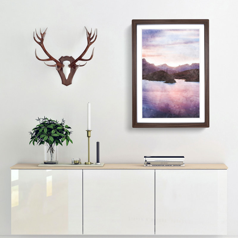 Calm Lake - Picture Frame Graphic Art Print, 87cm H x 62cm W x 2cm D, Walnut Framed