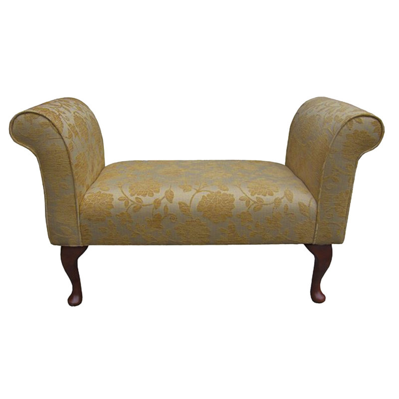 Upholstered Storage Bench, Gold, Geometric