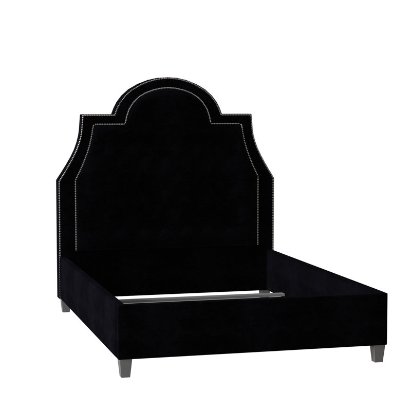 Lit tapissier standard Amanda, Perle Gabrielle, Gris mousse, Double