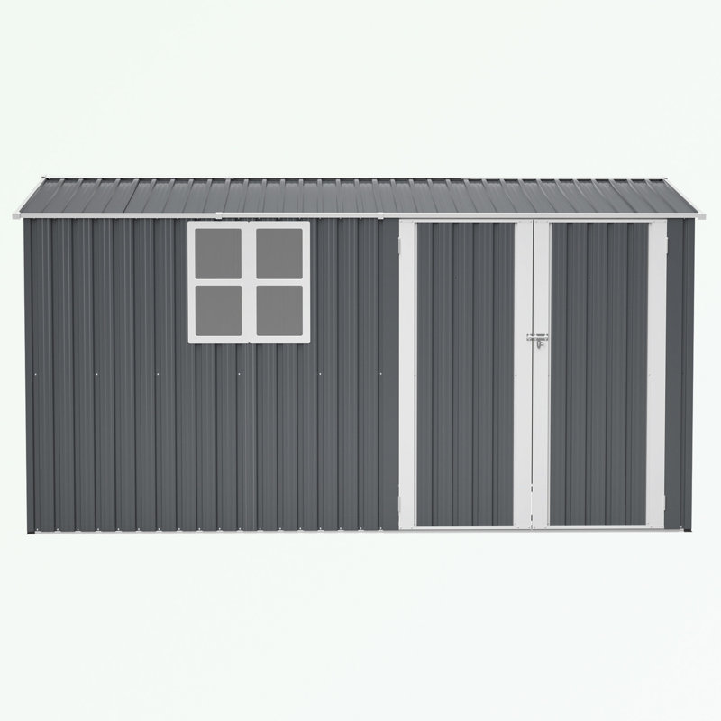 Outdoor Storage Shed with Window and Lockable Doors
