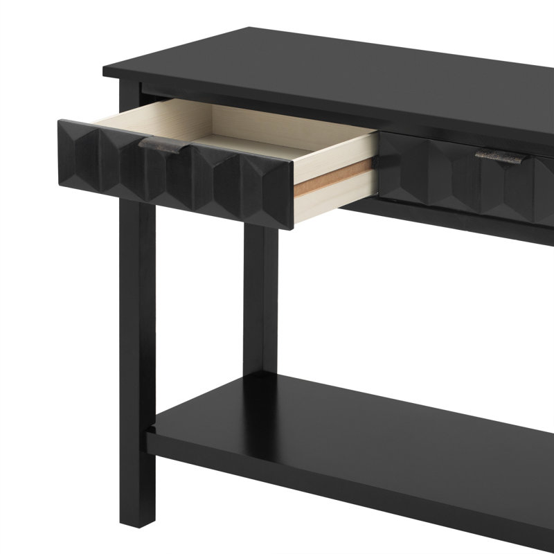 U_Style 60'' Fir Veneer Entryway Table With Honeycombpatterned Fronts,Modern Stylish Console Table With 3 Drawers And Solid Fir Legs,Suitable For Living Room,Entryway, Hallway, Study, Foyer