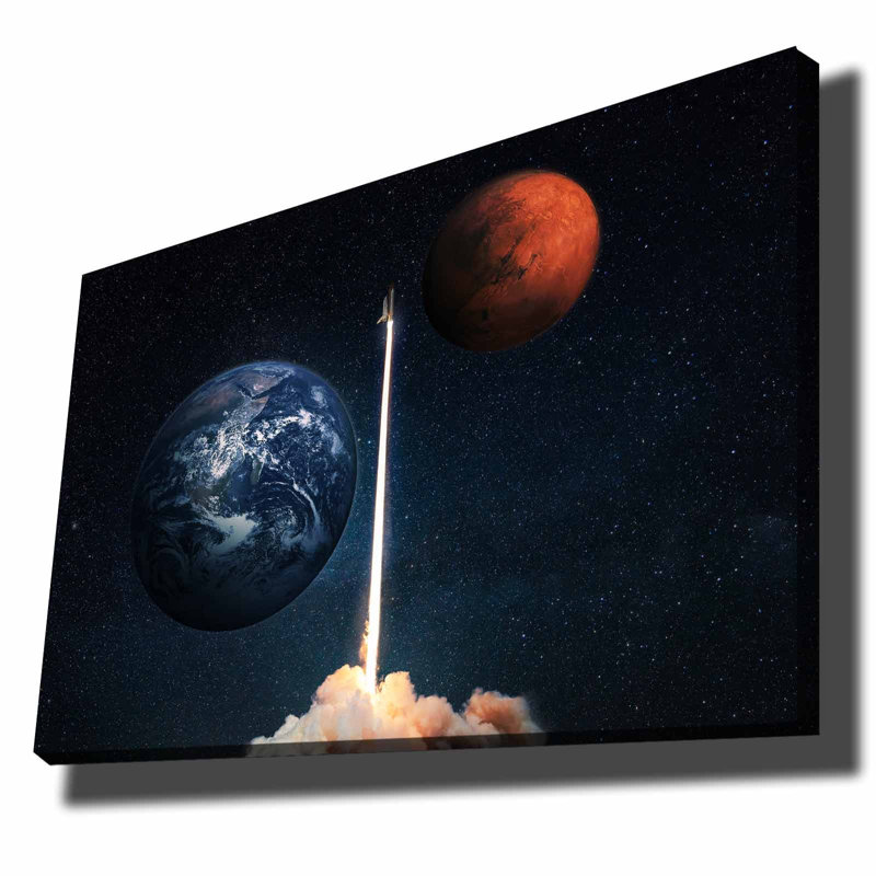 Superbe peinture décorative sur toile, 27,6 po x 39,4 po | 100% toile (épaisseur: 0,11 pouce) et cadre 100% bois de pin (épaisseur: 0,9 pouce) | Bleu vif, bleu marine, blanc et rouge, parfait pour la décoration de la maison ou du bureau