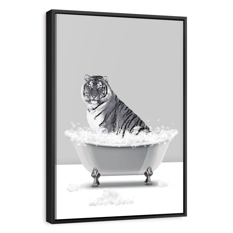Baignoire Verrett Fierce Tiger, Cadre flottant noir, 27 po x 40 po