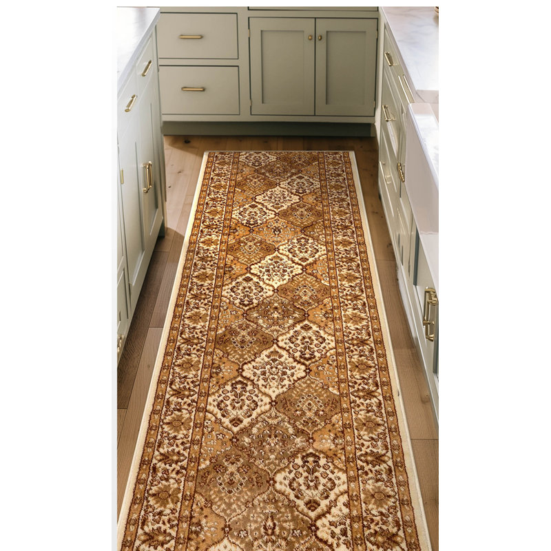 Almore Pyla Ivory Custom Size Hallway Stair Runner - Transitional Trellis Carpet, Runner 2'2" x 9'