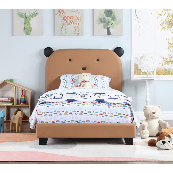 Zoomie Kids Alyas Vegan Leather Platform Bed | Wayfair