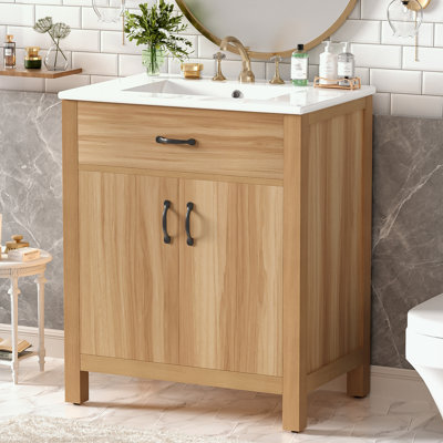 Bathroom Vanity with 2 Soft Close Doors, 1 Flip Drawer and Adjustable Shelf