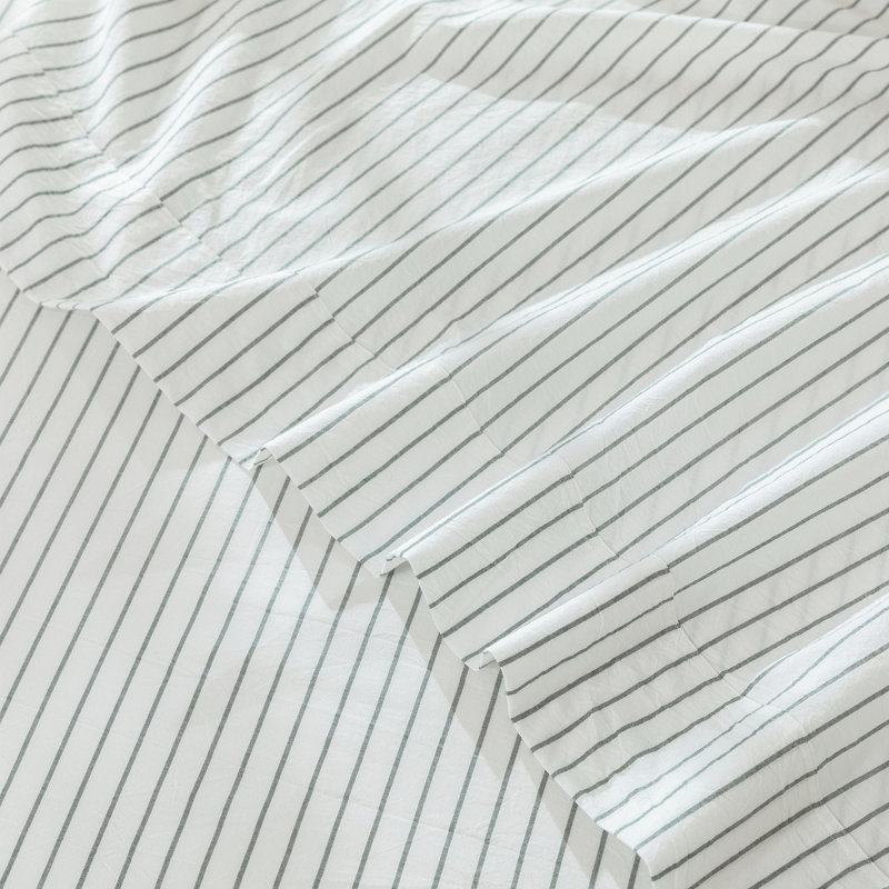 Ensemble de draps 100% coton lavé MooMee, Ensemble de draps pour grand lit avec 2 taies d'or