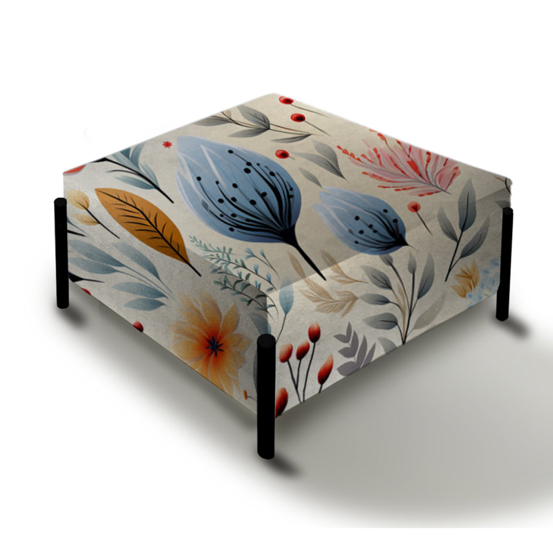 Doux accent de fleurs pastel - grand repose-pieds carré Boho