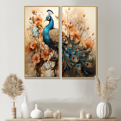 Ornement de fleur de paon classique classique IV - art mural moderne