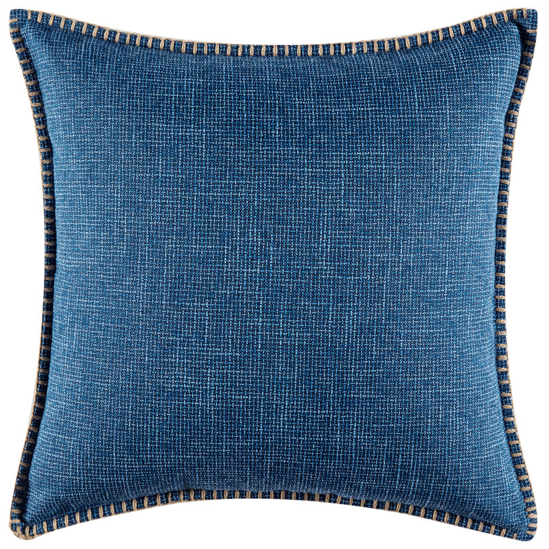 Coussin en tissu, 18 po x 18 po, Bleu, Oui
