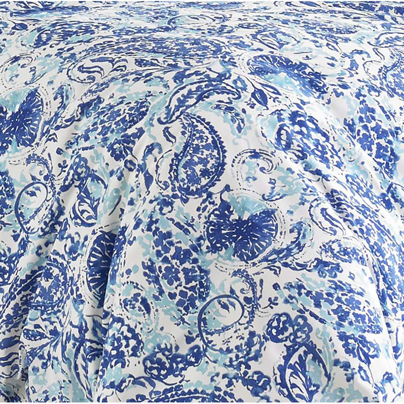 Brooke Blue Paisley Cotton Full/Queen Duvet Cover Set
