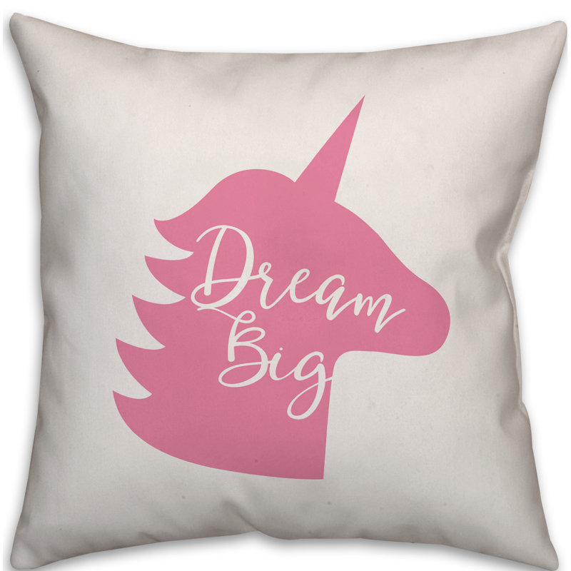  Coussin décoratif intérieur / extérieur Dream Big Unicorn, Polyester / bourre en polyester