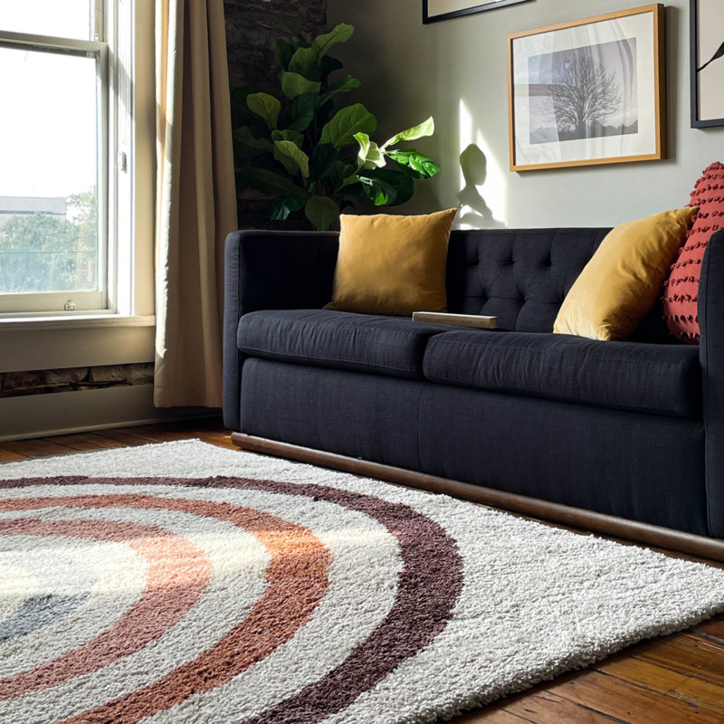 Tapis à poils longs Aldiana, Rectangle 7 pi 10 po x 10 pi, Crème, crème