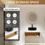 Meuble-lavabo flottant avec lavabo vasque rond noir et tablette ouverte-129390582