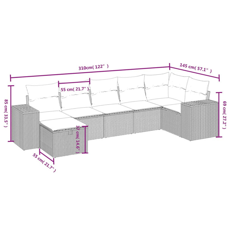 Ensemble de canapé de jardin Vidaxl