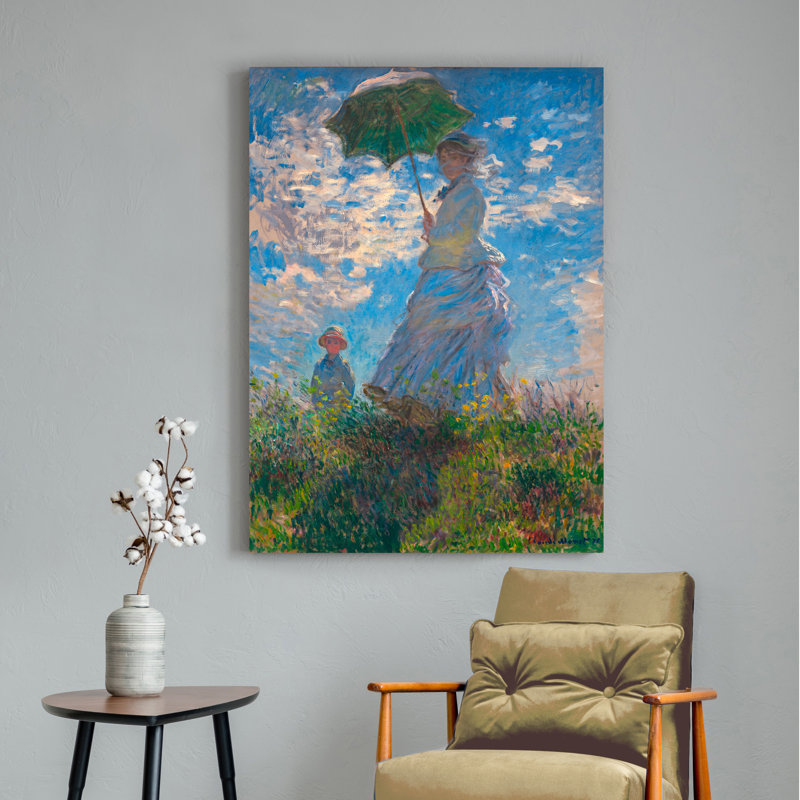 Woman With A Parasol - Madame Monet And Her Son by Claude Monet - Wrapped Canvas Painting, 100cm H x 70cm W x 4cm D