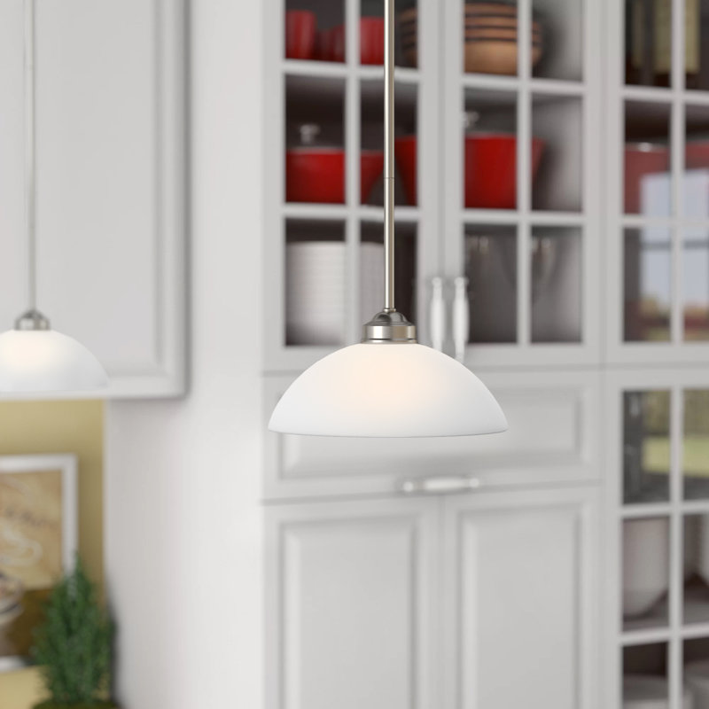 Luminaire suspendu en forme de dôme à 1 lumière Annete, Nickel brossé, H 5,5 po x l 11 po x P 11 po
