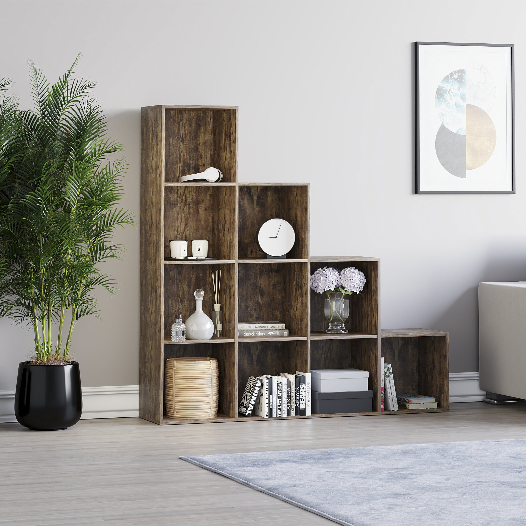 Alpen Home 10 Cube Staircase Storage Unit Dark Wood Wayfair